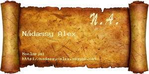 Nádassy Alex névjegykártya